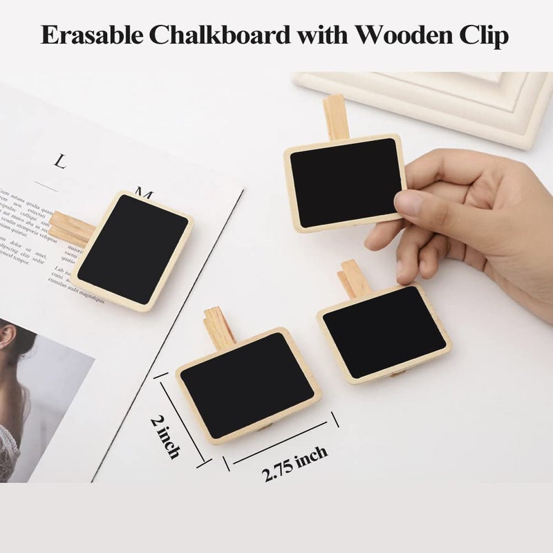 Miraclekoo 12 Mini Retangle Chalkboard Blackboard with Wooden Clip Message Board Signs and Labels Clips - Image 2